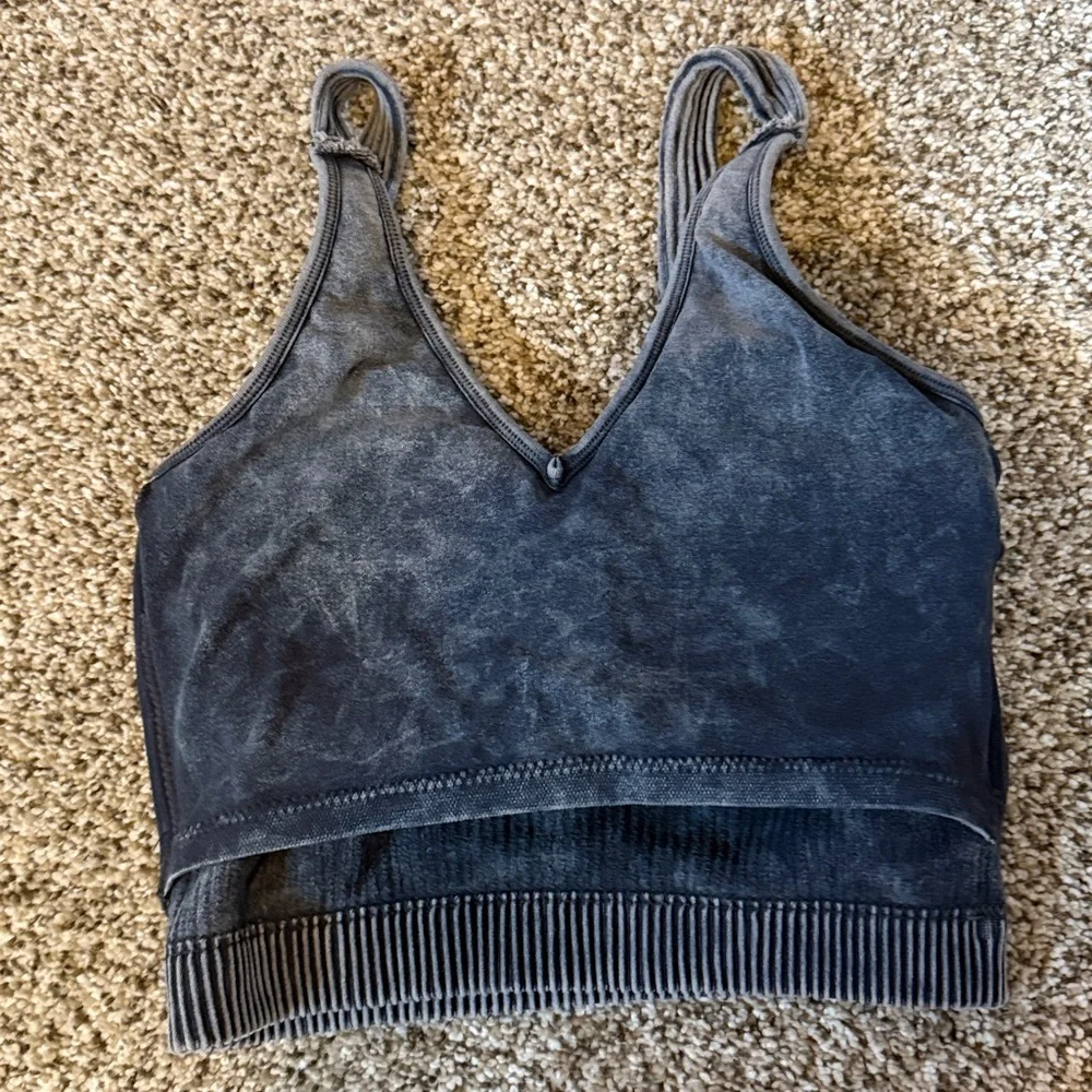Zenana Ribber Crop Top size L/XL Gray/Blue color - Picture 3 of 4